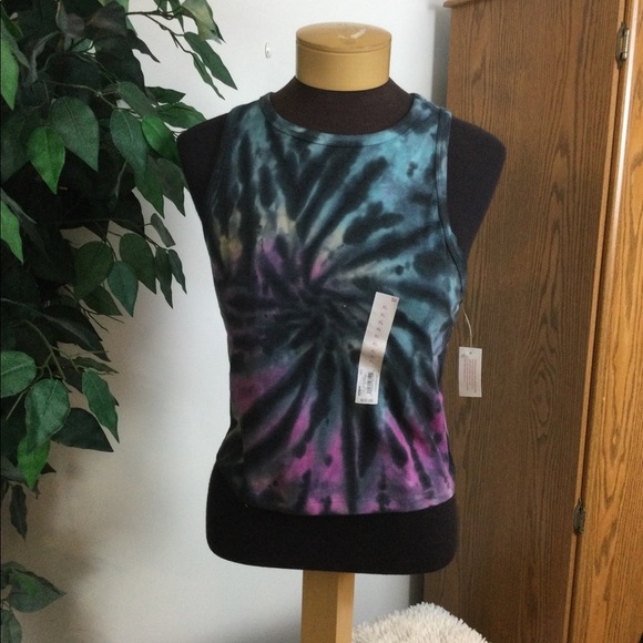 SO Tops - SO XL racerback crop tank top multi  tye die